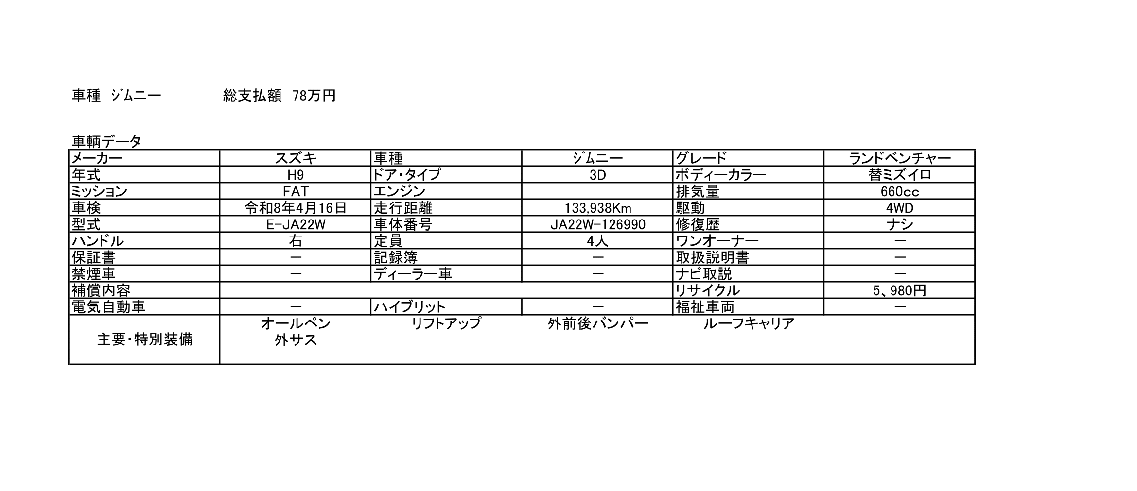 スズキ ジムニー ランドベンチャー 詳細画像
